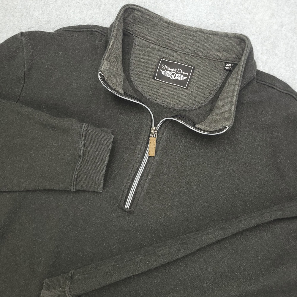 Straight Down Mens XXL Pullover Sweatshirt‎ Dark Gray 1/4 Zip Cotton